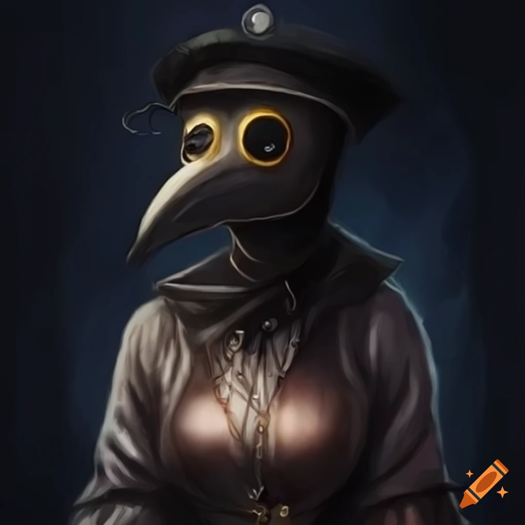 Charming artwork of a female plague doctor