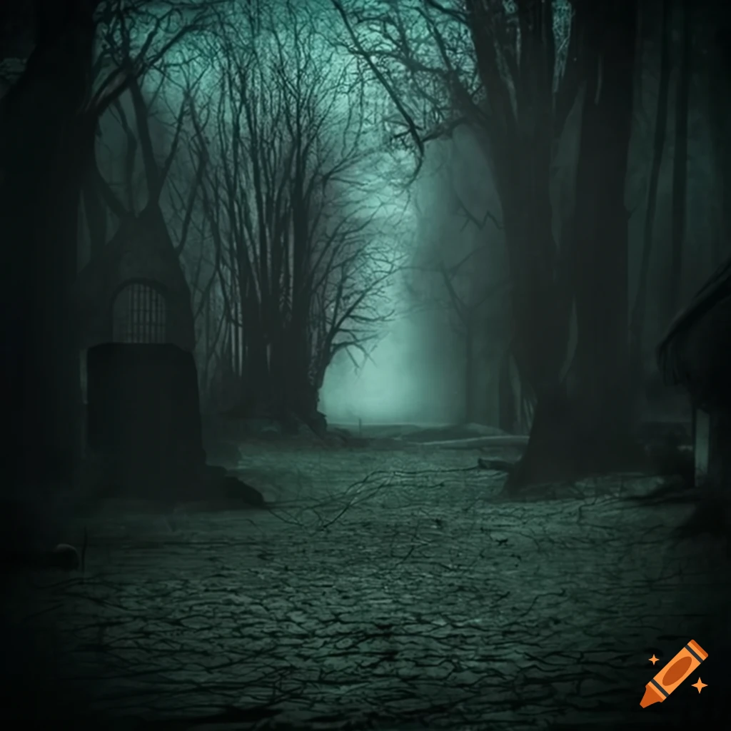 dark vintage picture of a wisp in a graveyard
