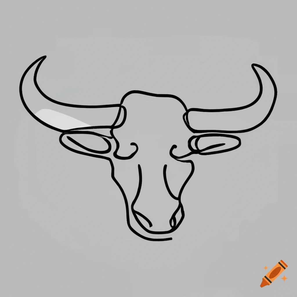 Premium Vector | A black and white illustration of a bull's head.