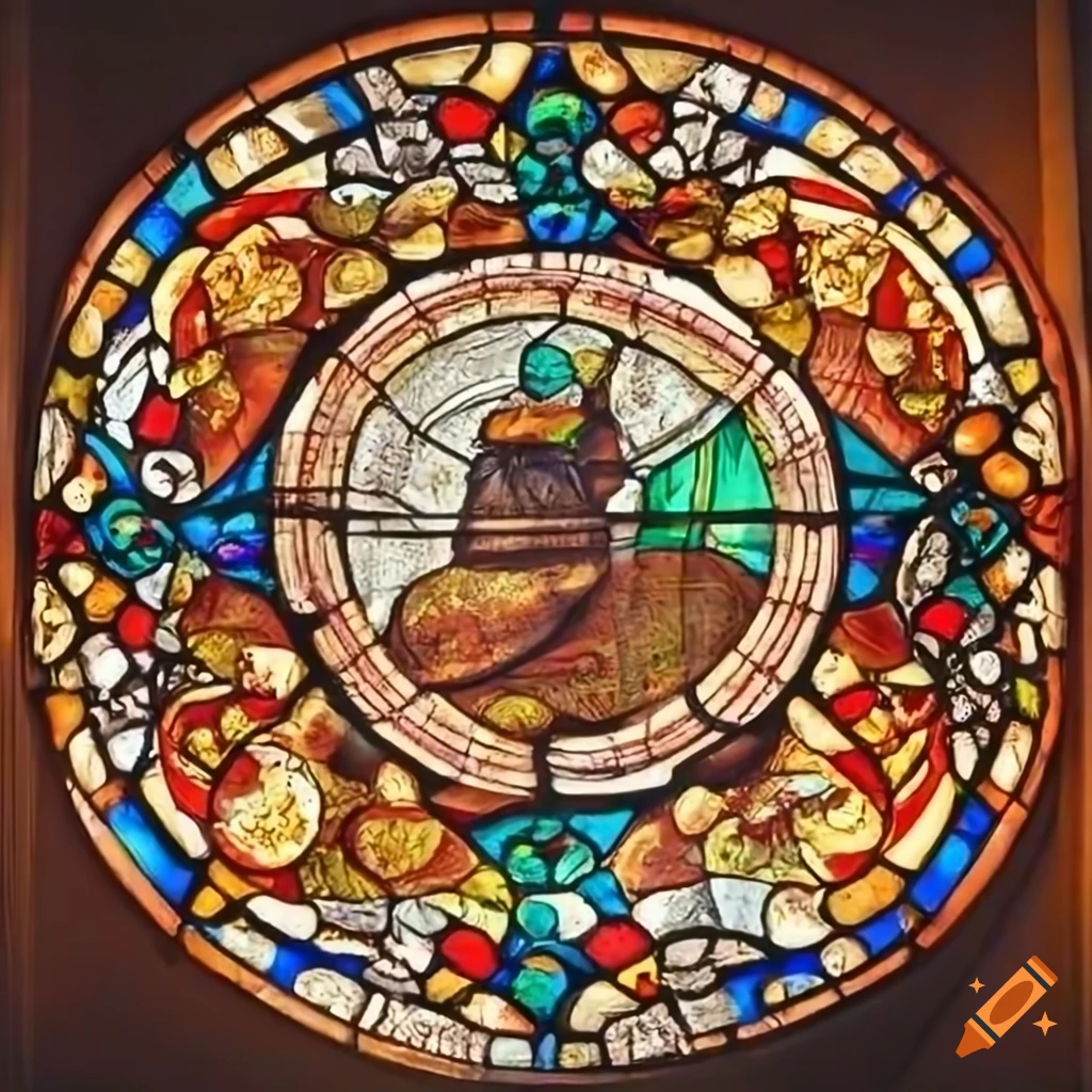 Stained glass artwork of a spanish stew on Craiyon