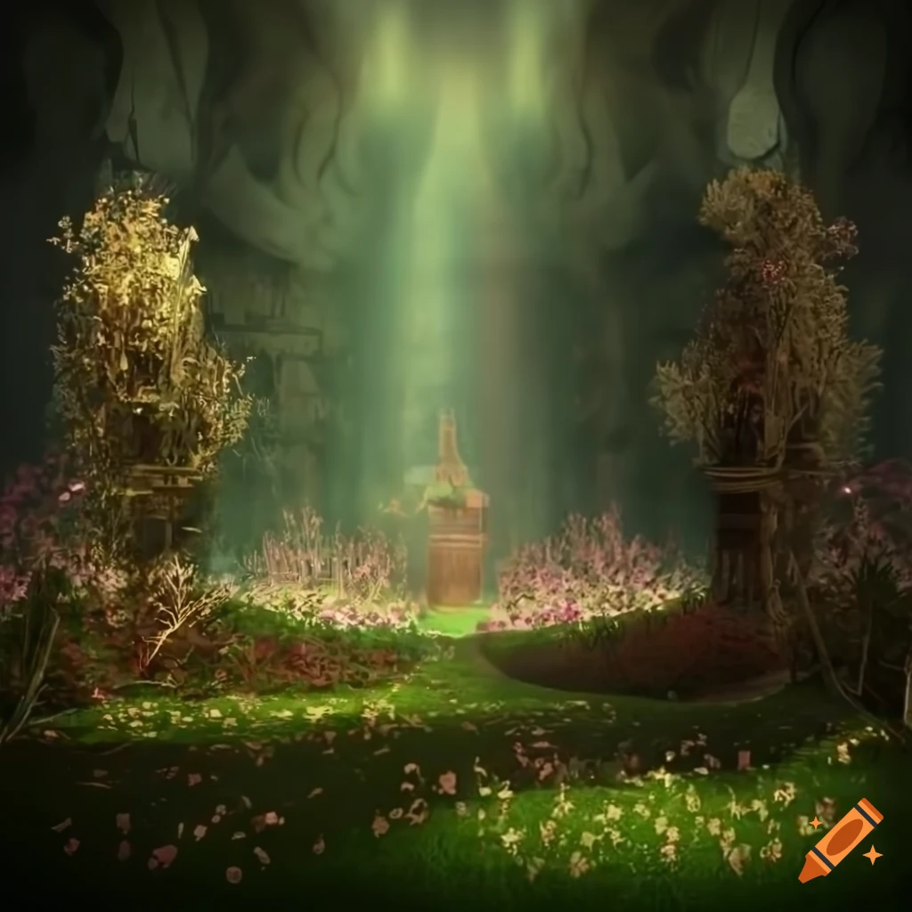 ethereal 3D render of a heavenly garden