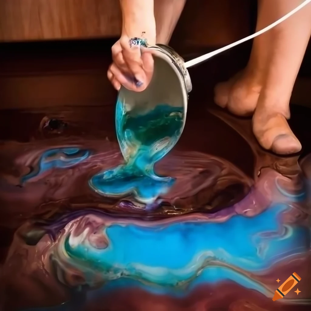 resin pouring in vibrant colors