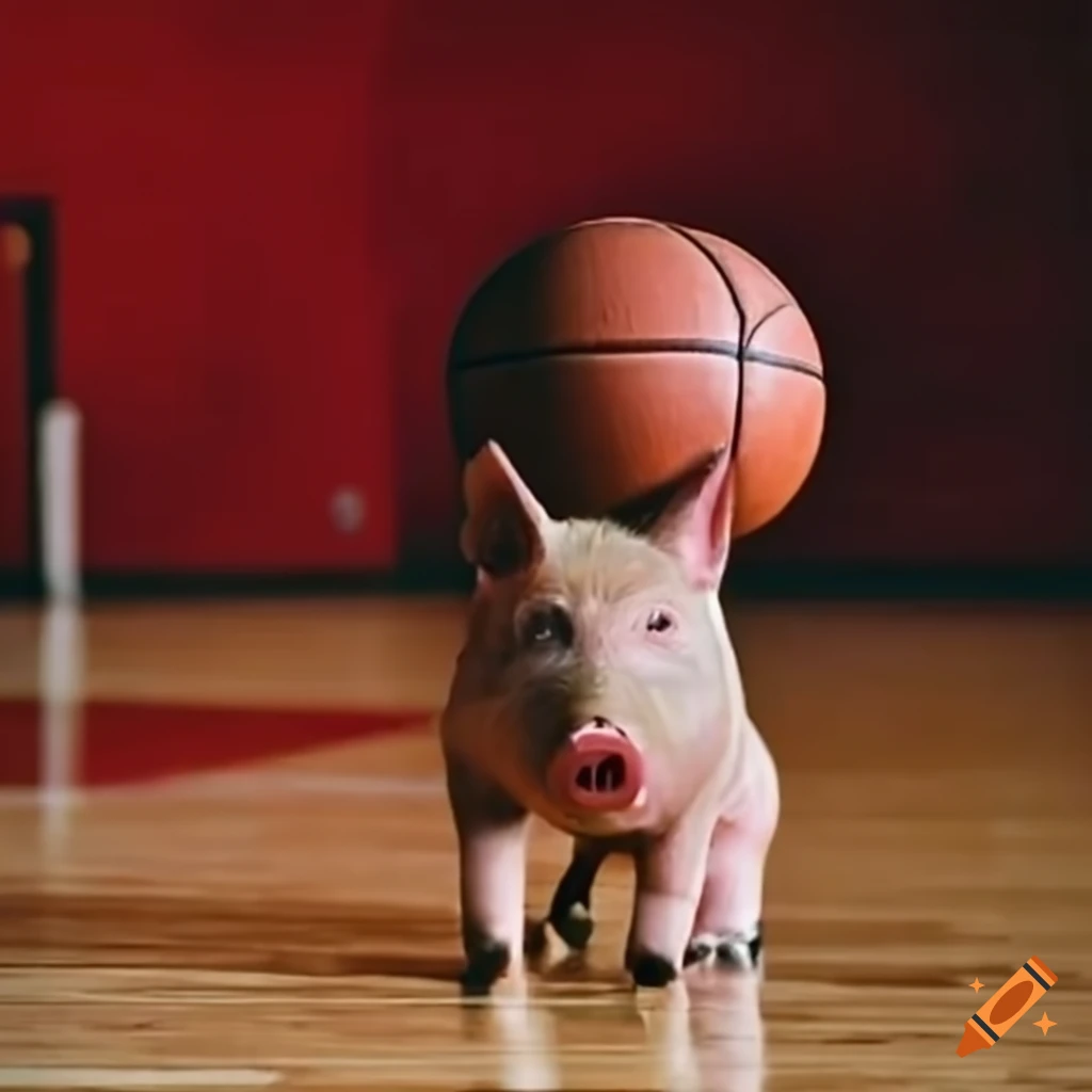 Pig playing basketball on Craiyon