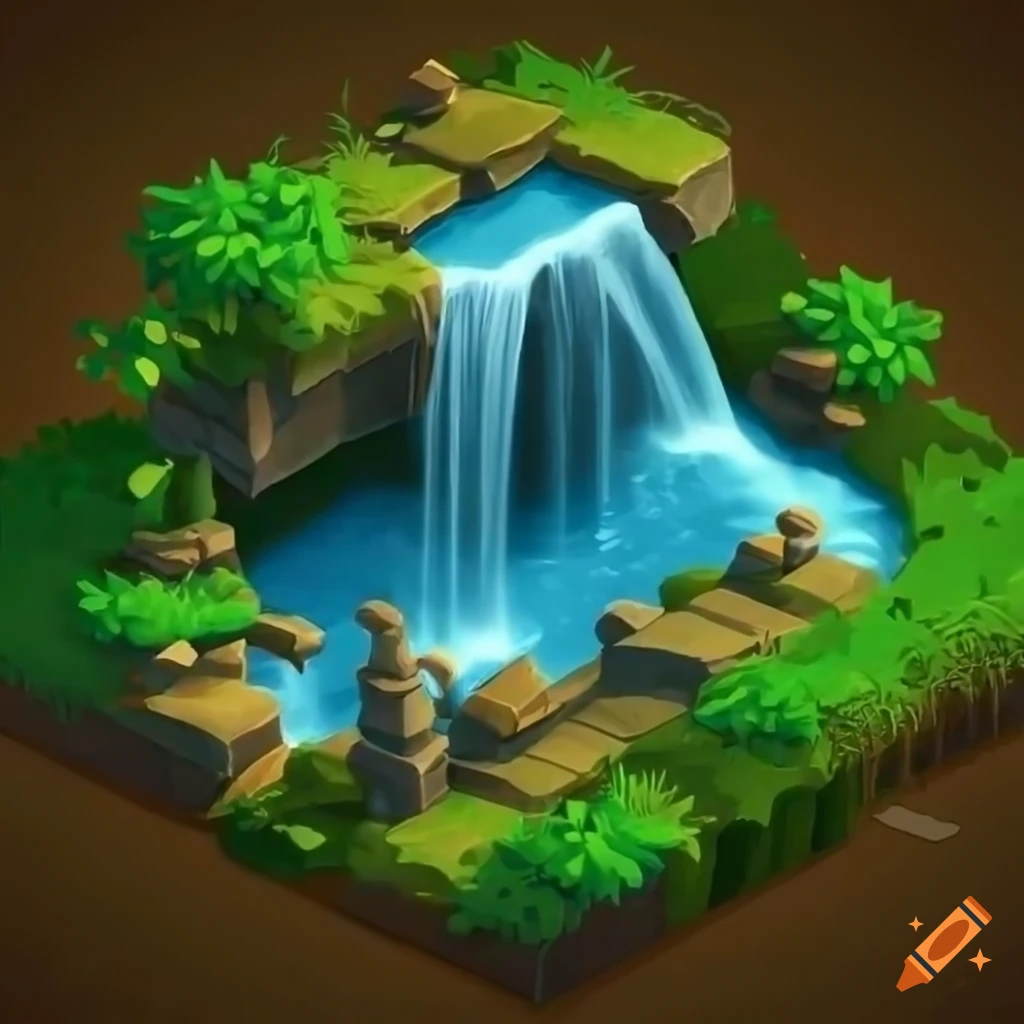 isometric-top-down-waterfall-in-a-video-game-on-craiyon