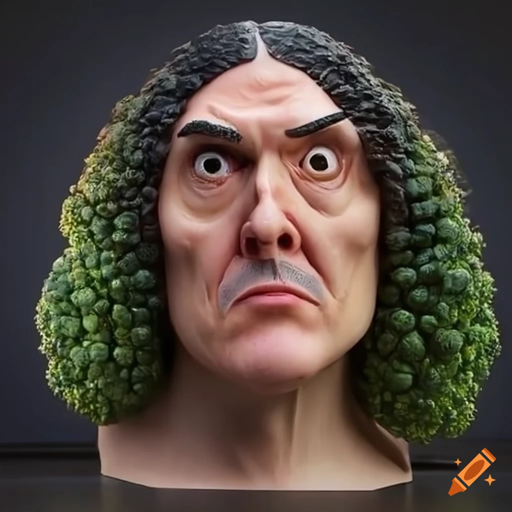 Hyperrealistic sculpture of weird al yankovic as broccoli on Craiyon