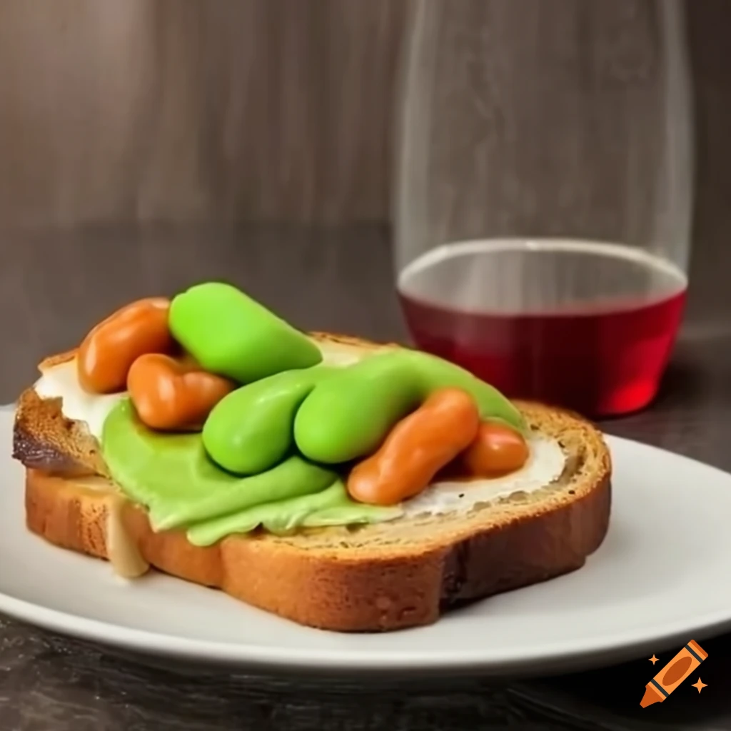 Delicious shrek beans on toast on Craiyon