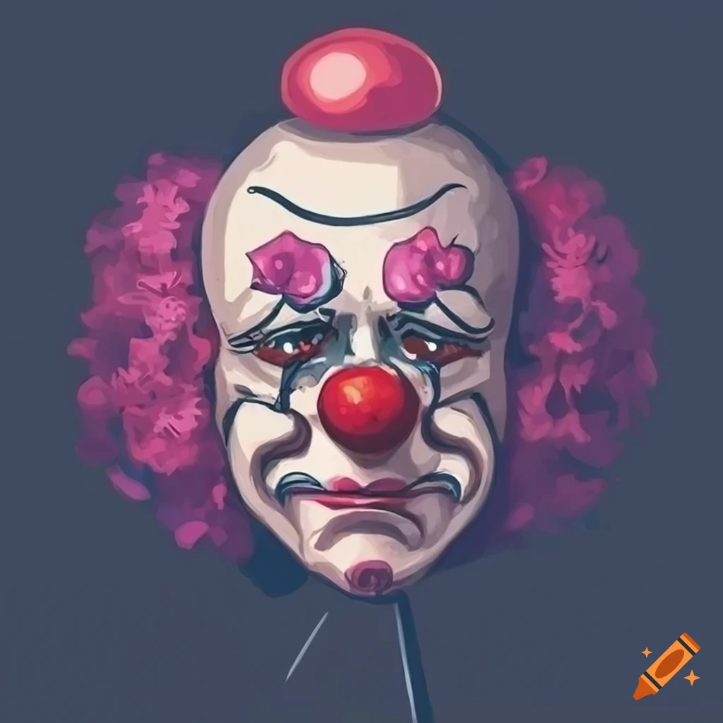 illustration of a sad clown