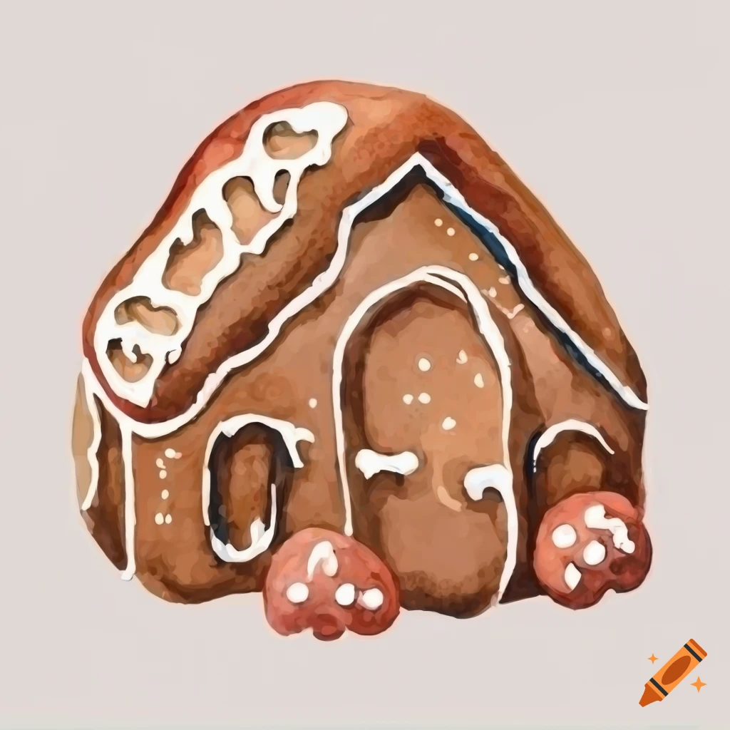 hand-drawn watercolor illustration of a gingerbread cookie