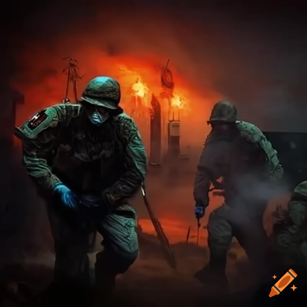 illustration of a military operation during a zombie outbreak