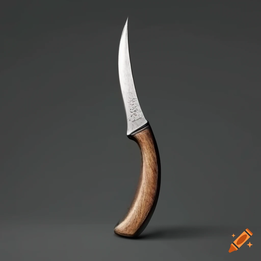 Simplistic black knife with a curved blade