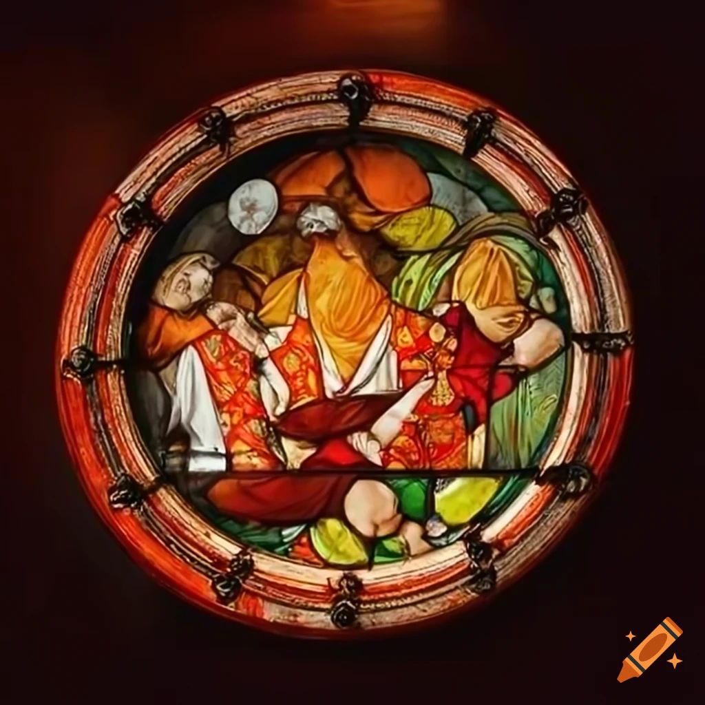 Stained glass depiction of a traditional spanish stew on Craiyon