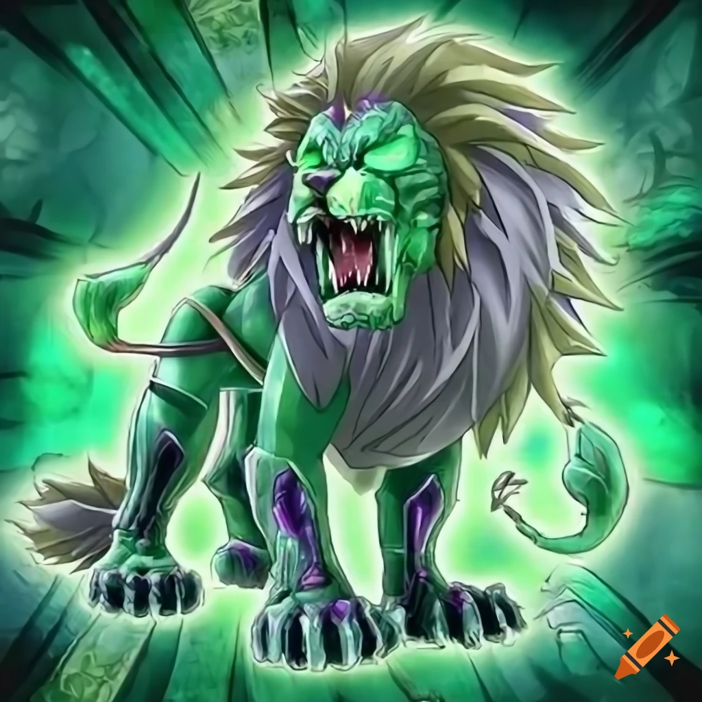 Jade Lion Card Art With Detailed Green Background