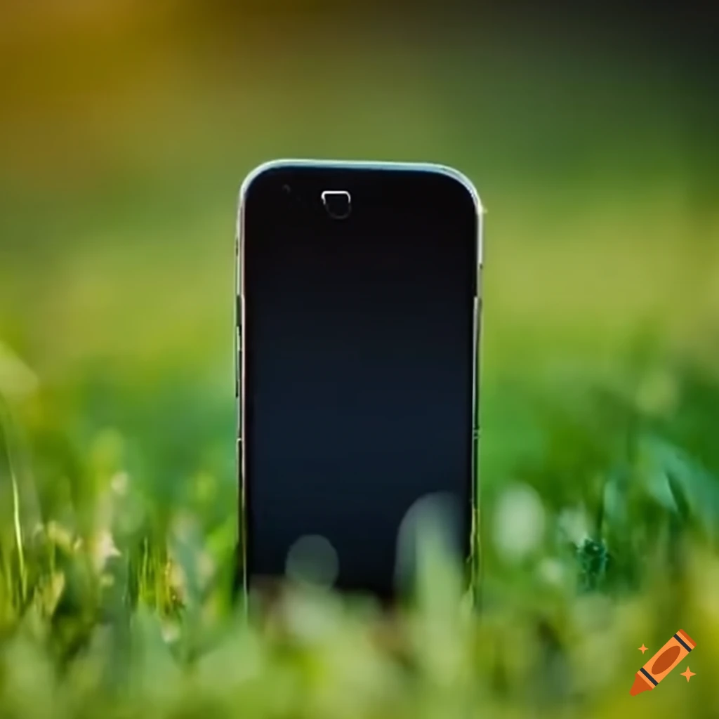 smartphone resting on grass
