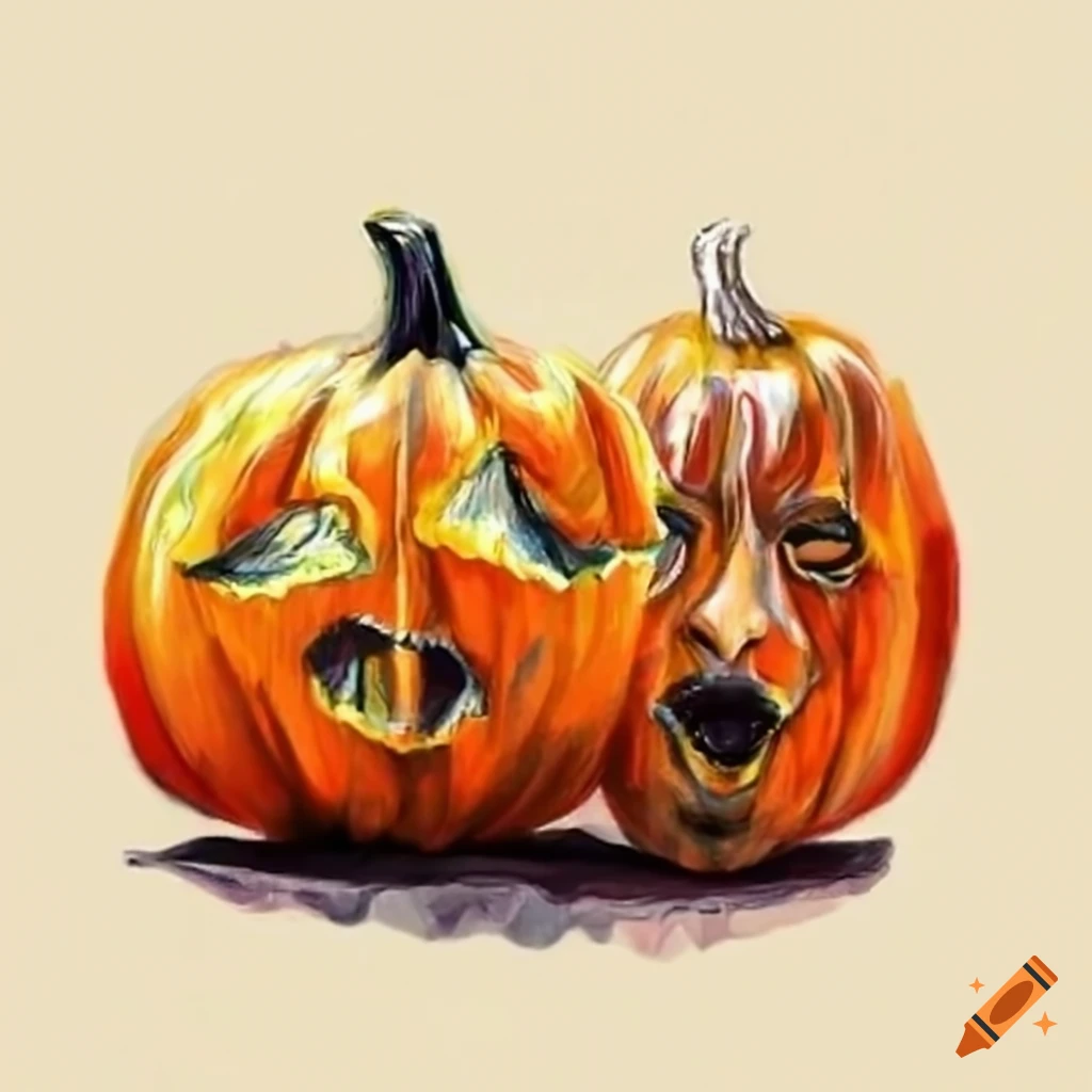 pumpkins with comedy and tragedy faces