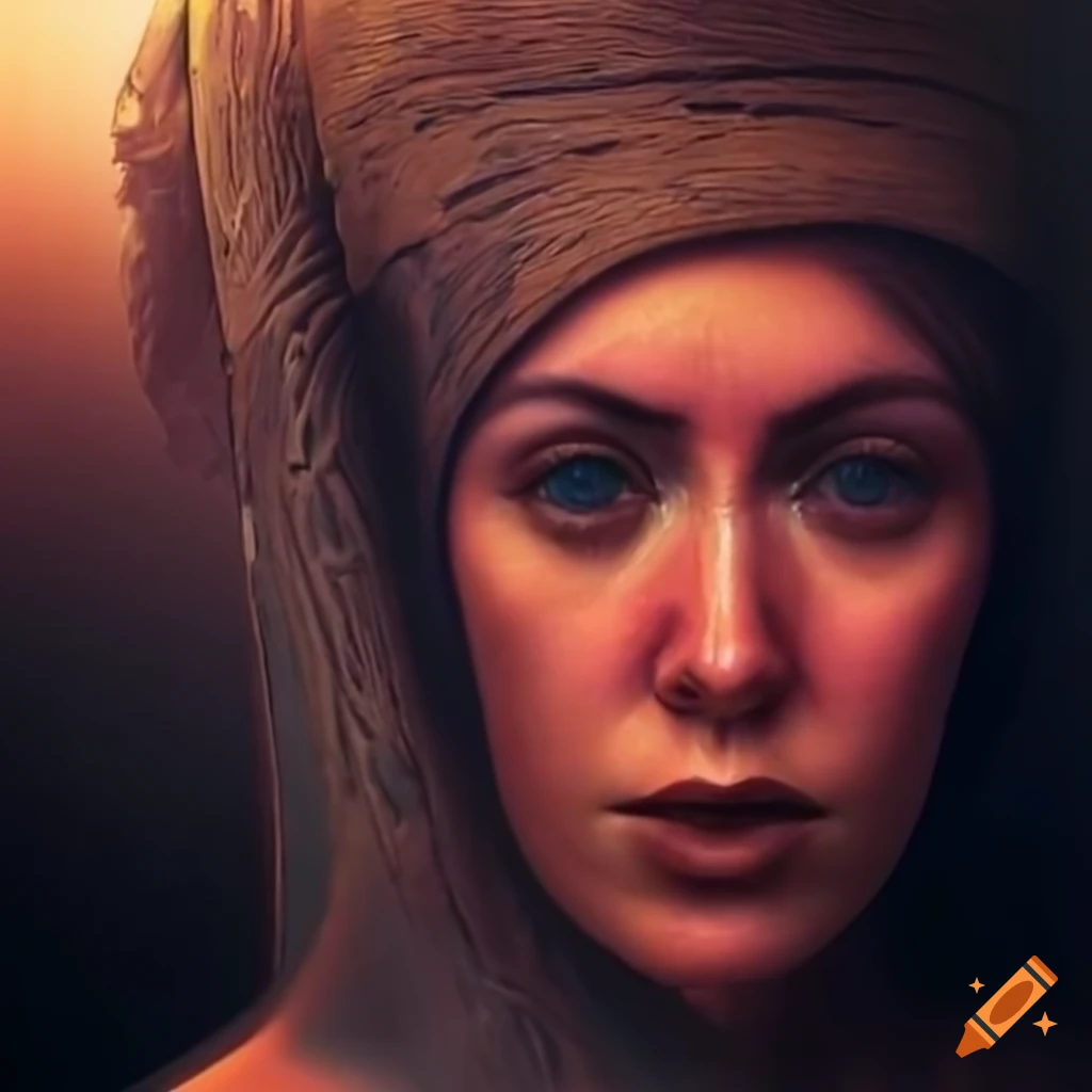Closeup hyperrealistic mountain portrait