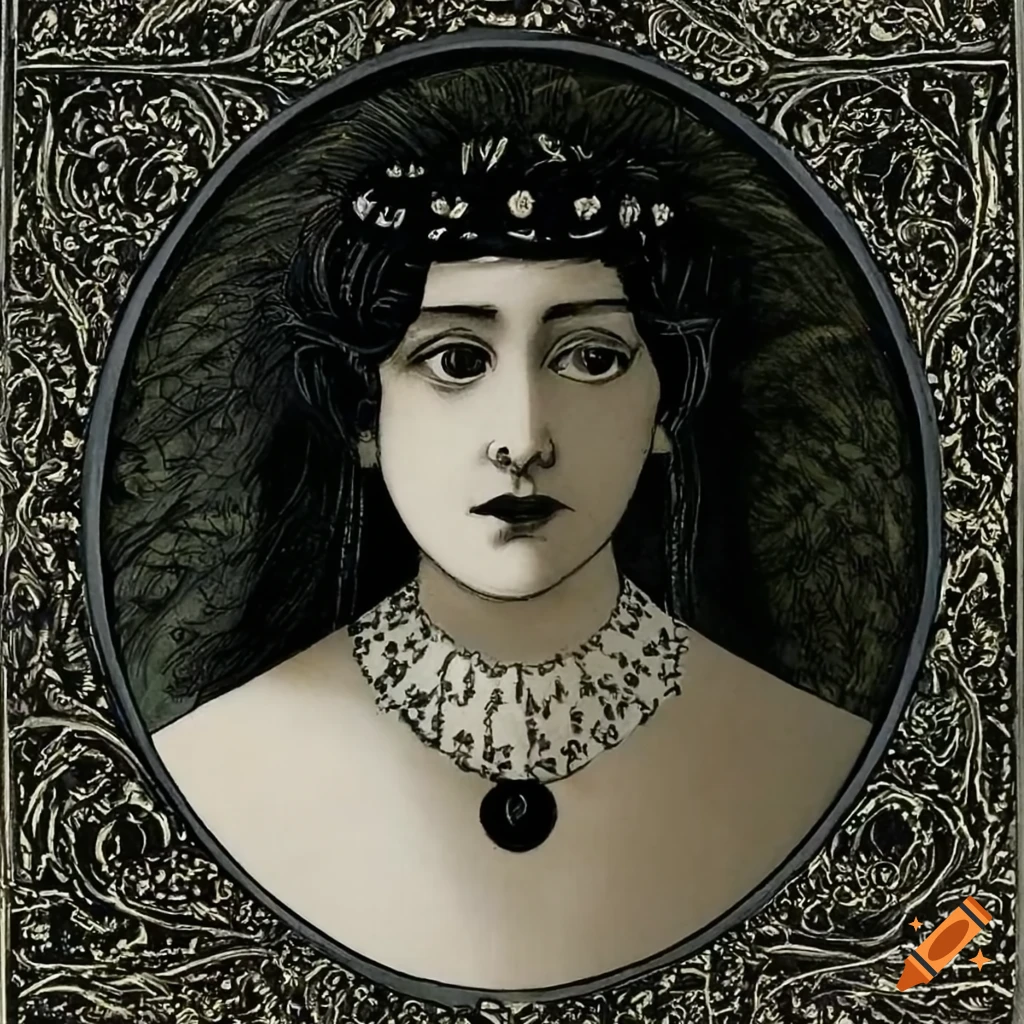 Art nouveau portrait of Julia Ebner by Aubrey Beardsley