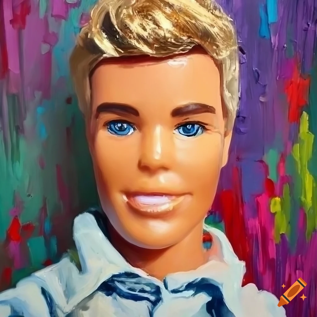 Palette knife painting of a ken doll
