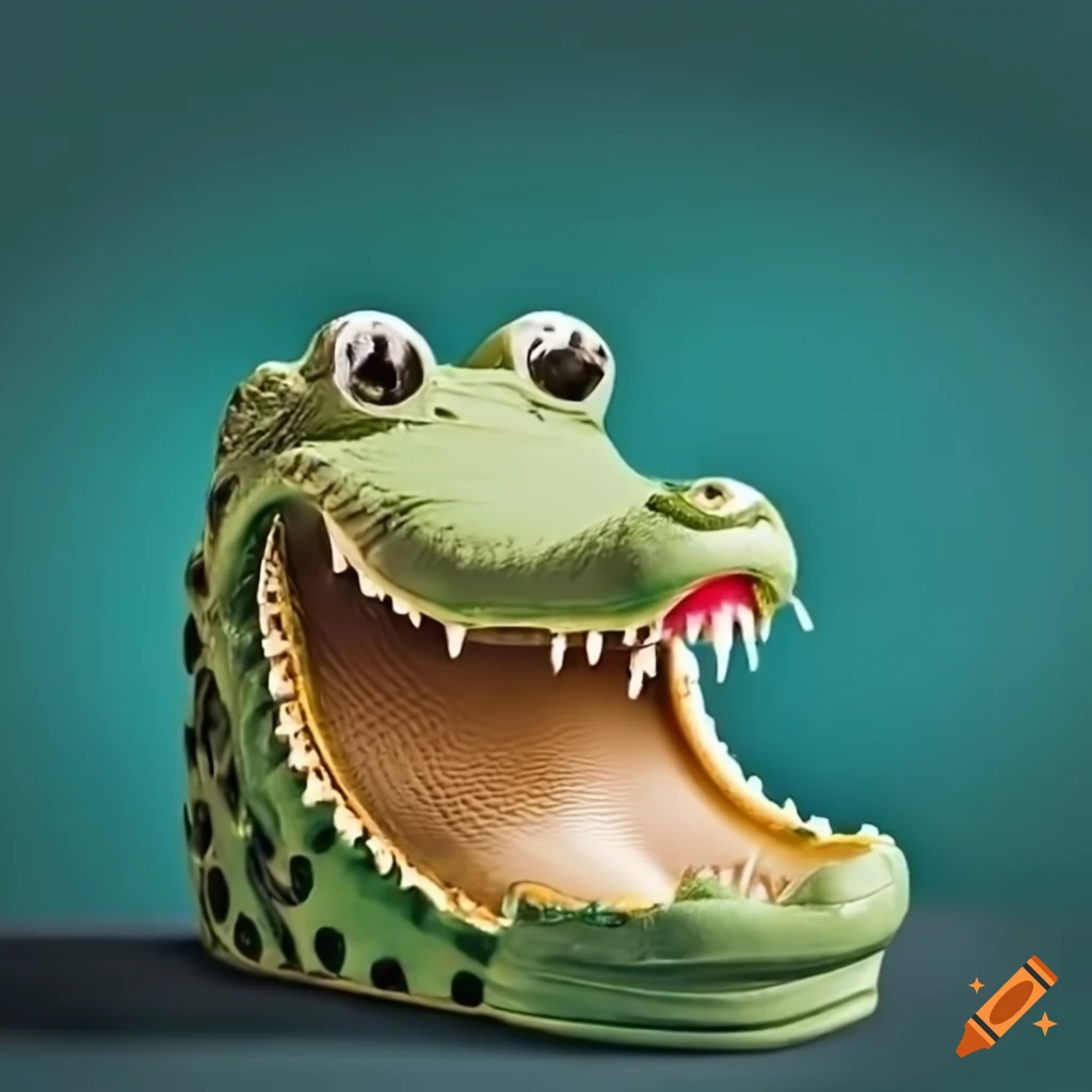 Funny image of a crocodile wearing crocs on Craiyon