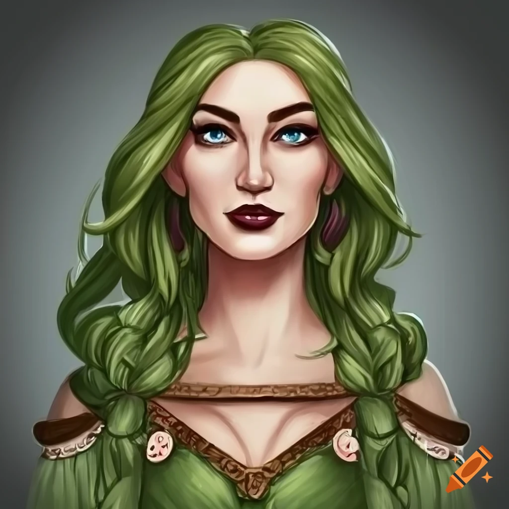 Celtic girl portrait in dungeons & dragons style