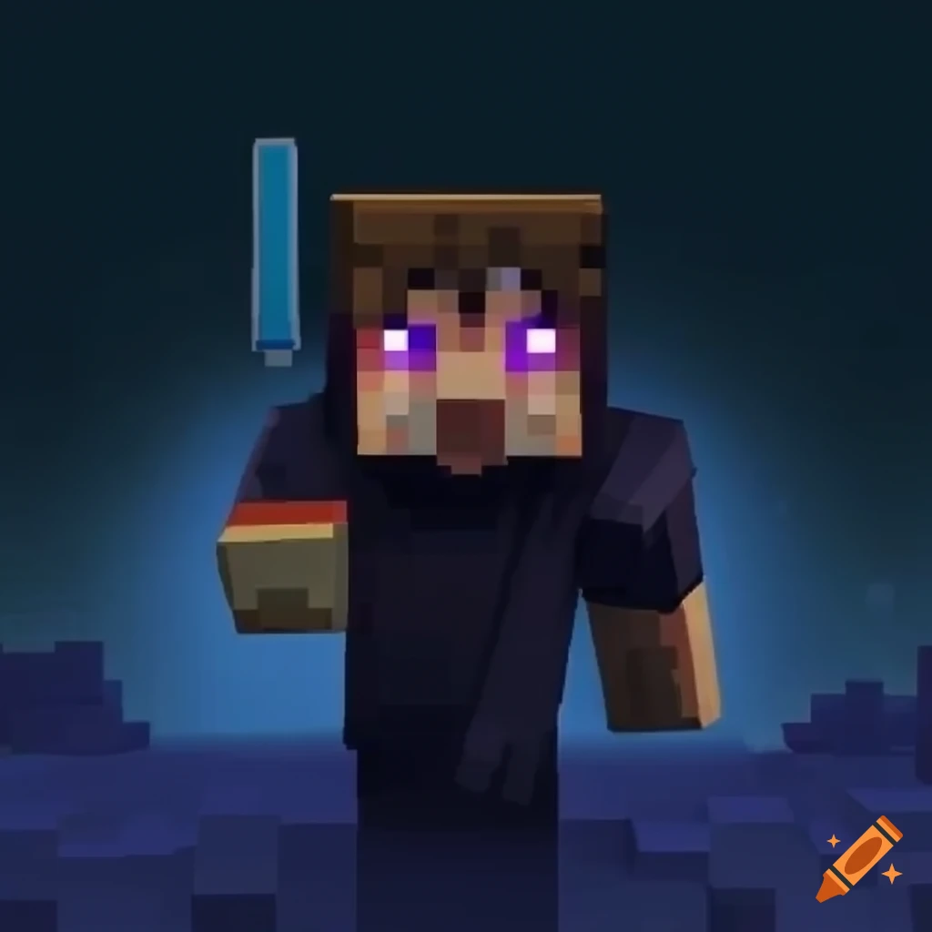 Enderman character on blue background