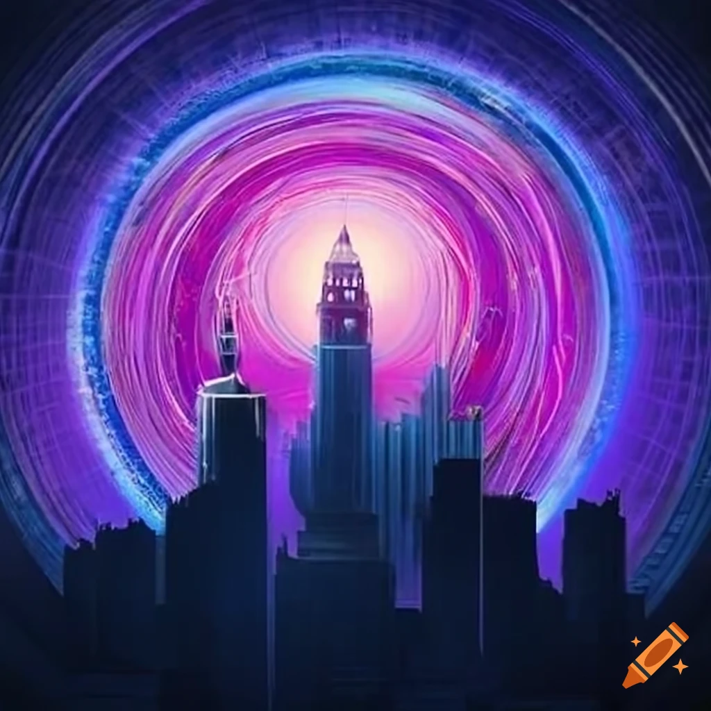 cityscape with spiral architecture