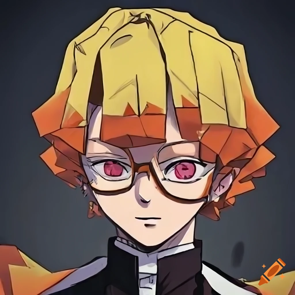Zenitsu wearing glasses on Craiyon