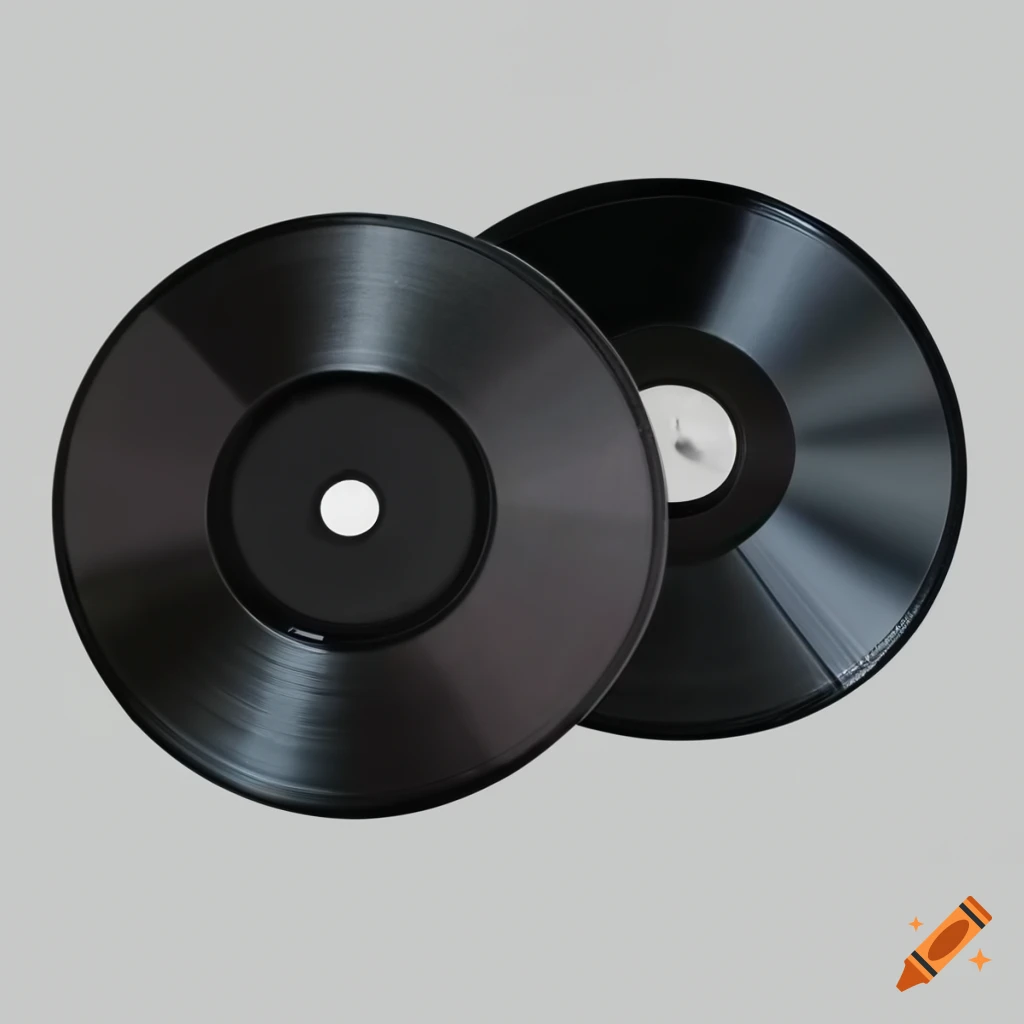 Black vinyl record on a white background on Craiyon