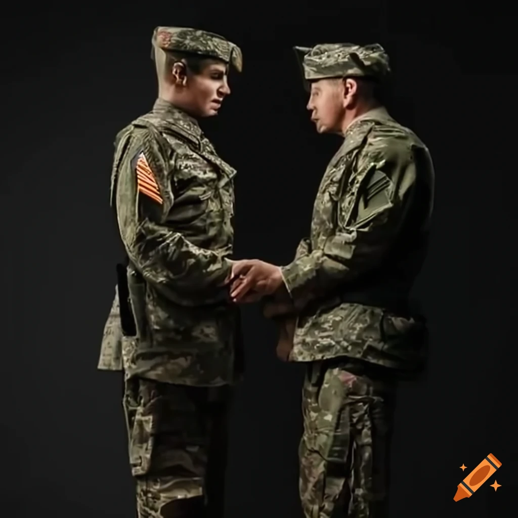 handshake in army uniform