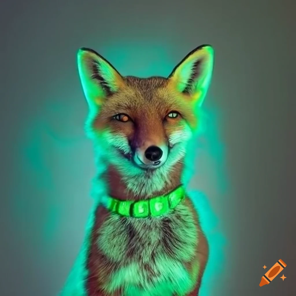 neon green and black collared fox