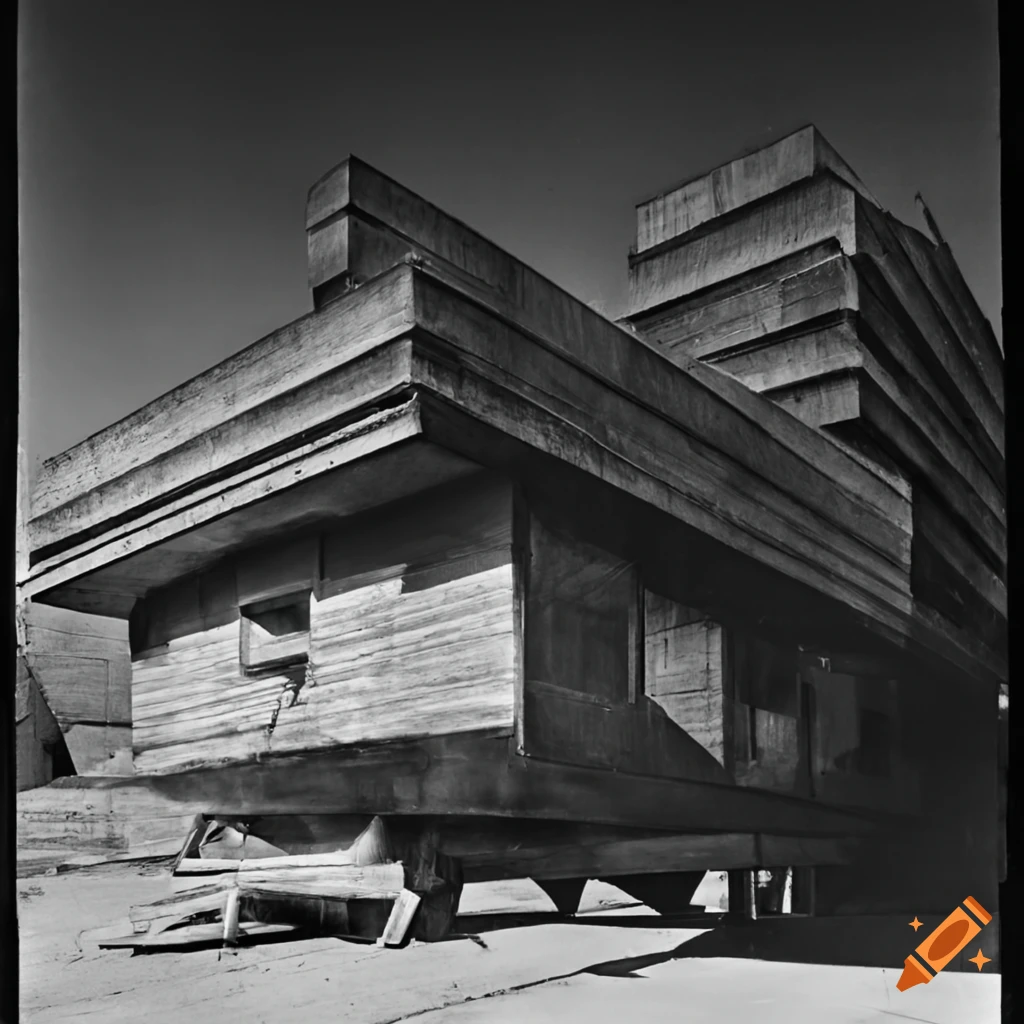 brutalist architecture in the style of Walker Evans