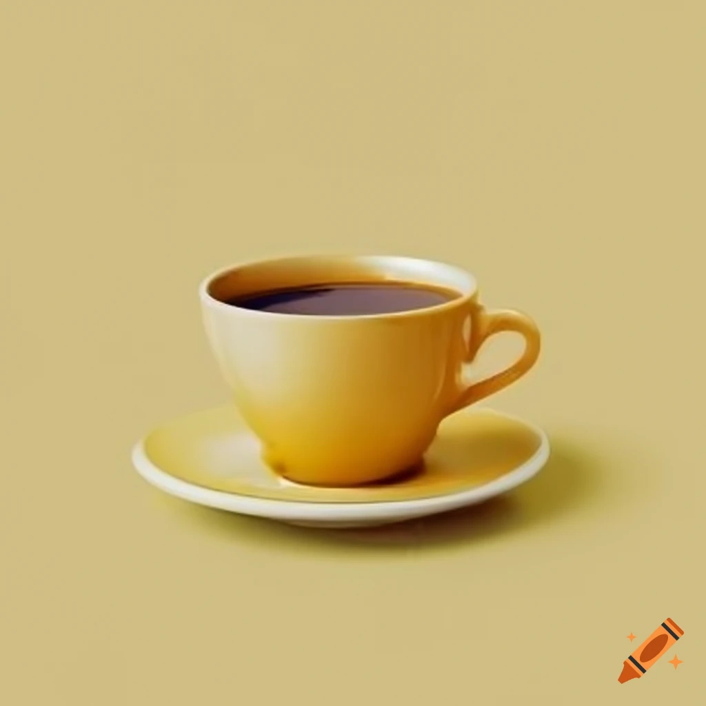 antique style cup of coffee on a light yellow background