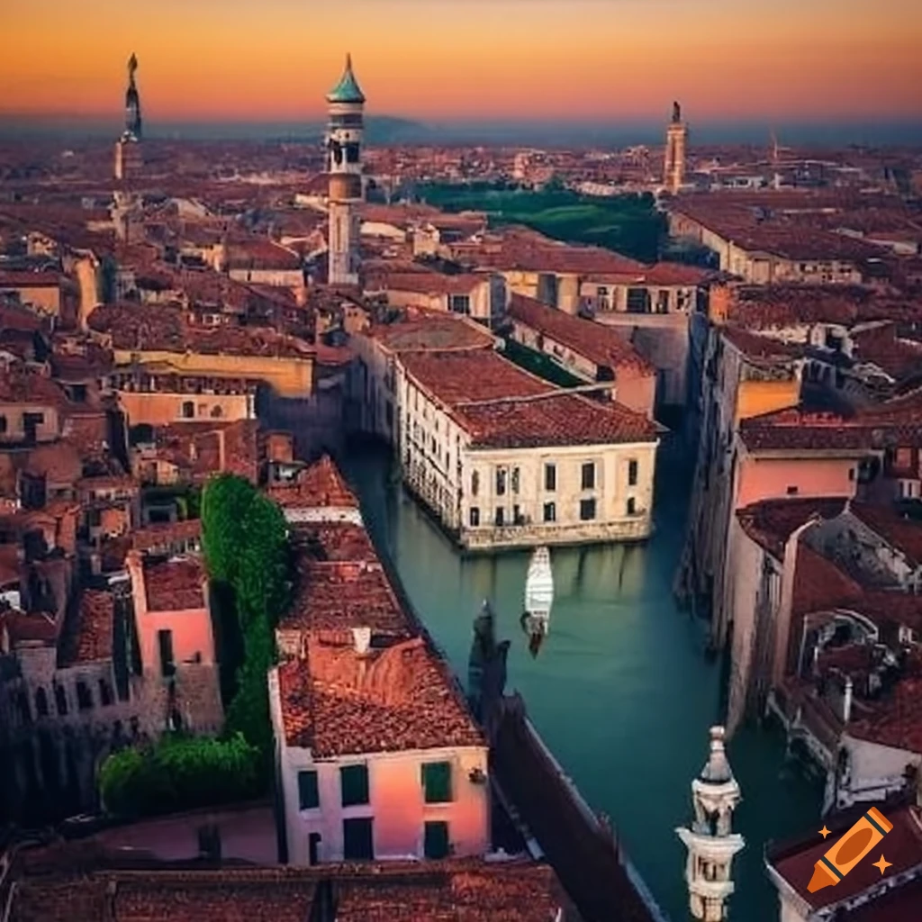 a green Venice from above