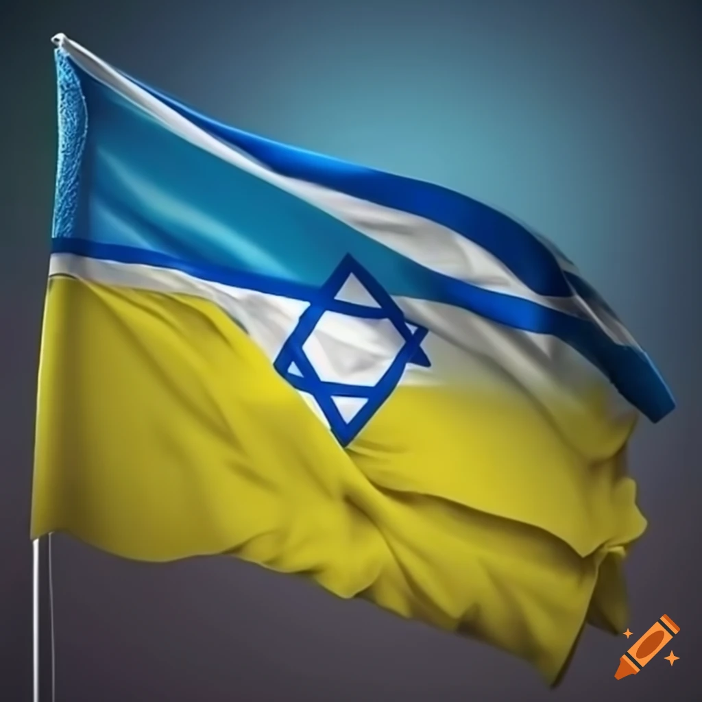 colorful photorealistic Israeli-Ukrainian flag combination