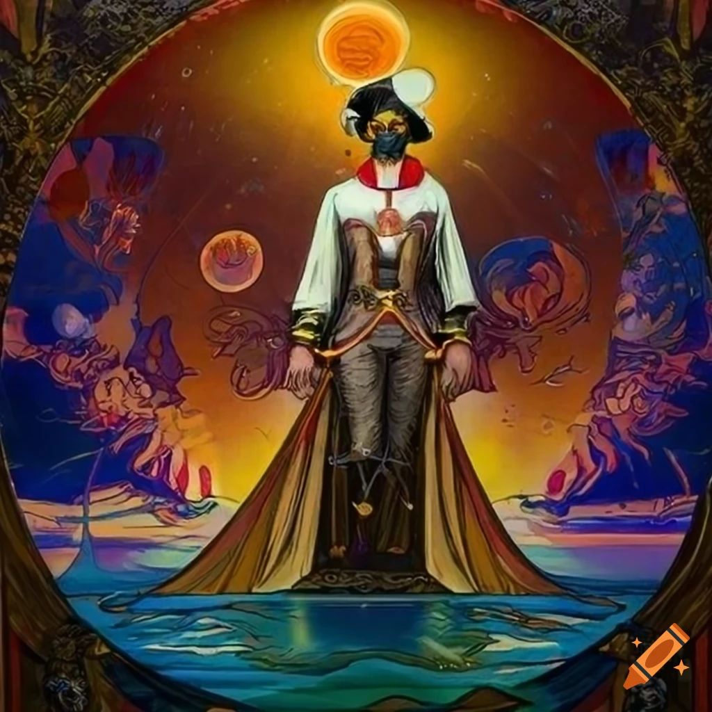 oil painting of a solarpunk superhero pirate doctor on a solar sailer boat