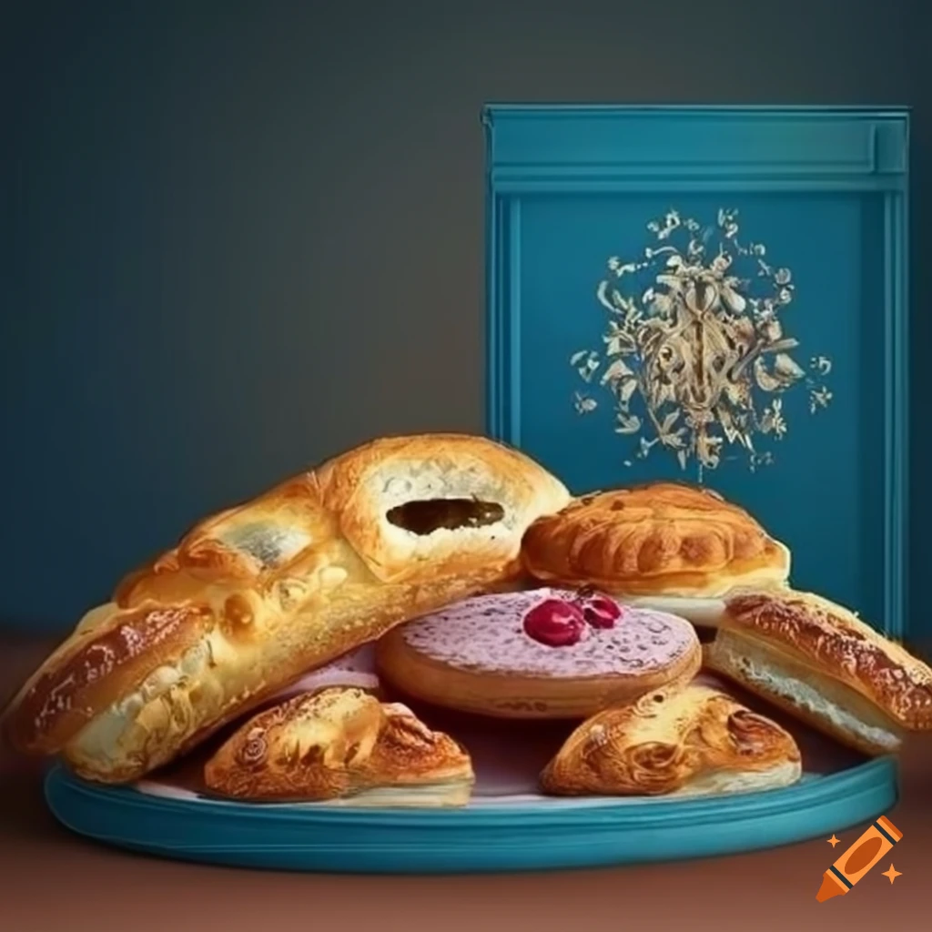 assorted pastries in a blue box
