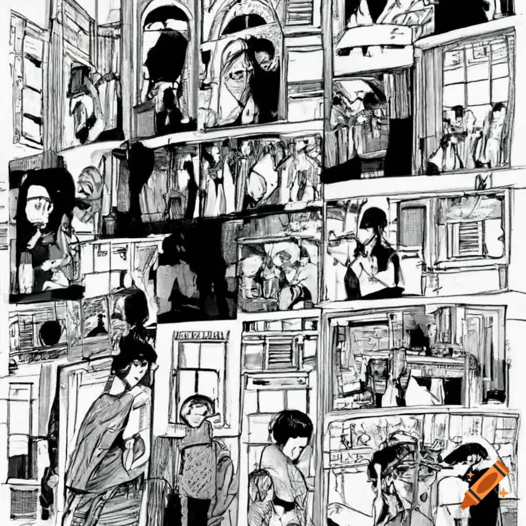 Collage of japanese manga paper scraps on Craiyon