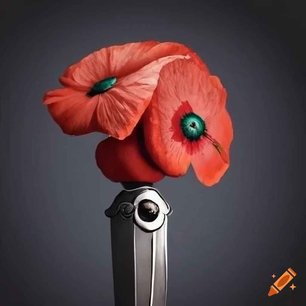 Dagger with poppy flower handle
