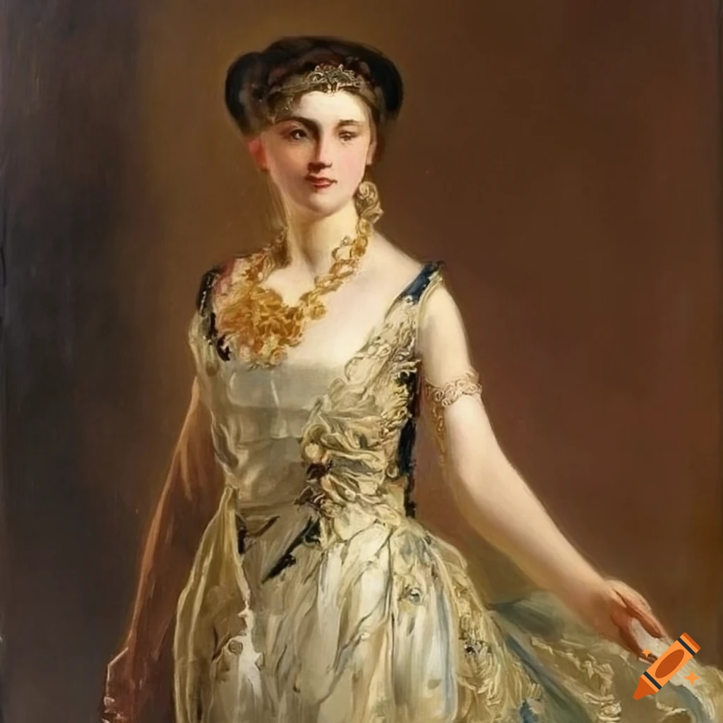 Oil painting of a noble lady in an elegant dress on Craiyon