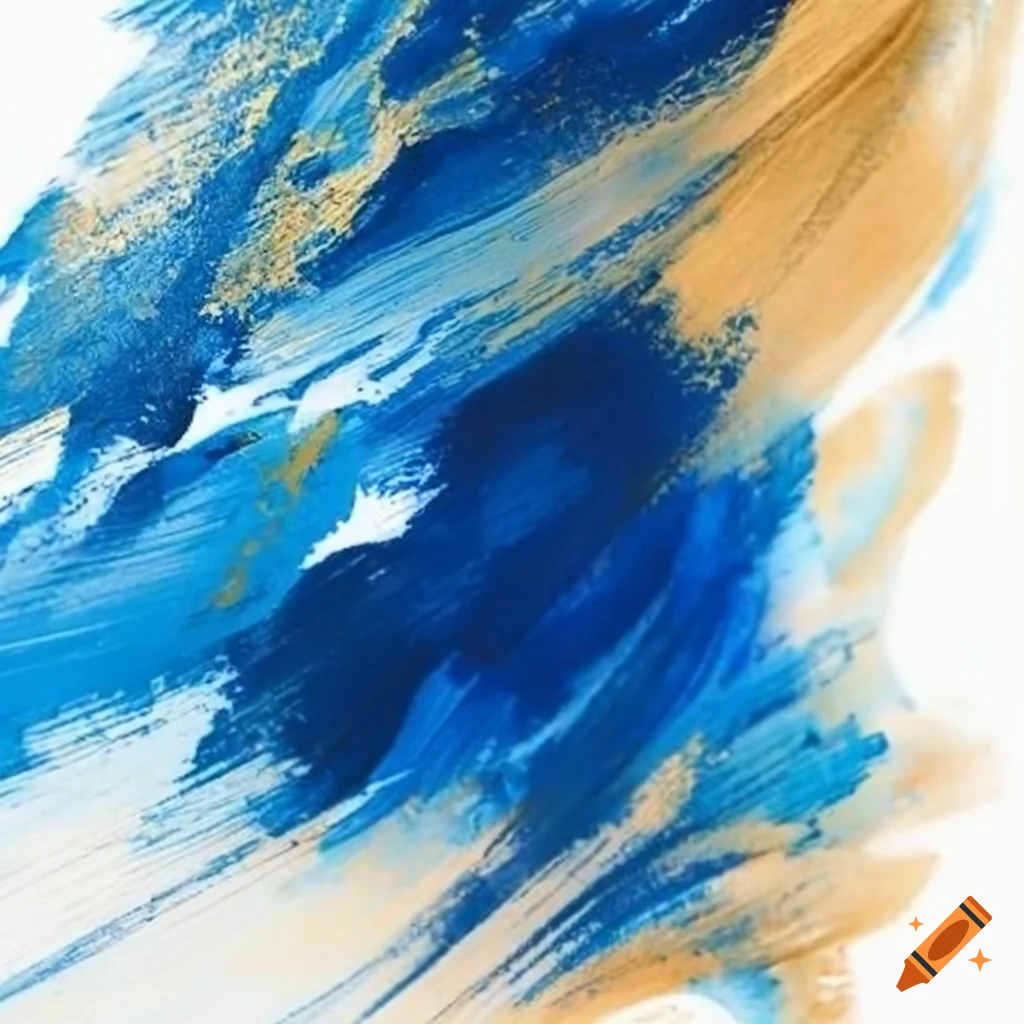 blue and gold brushstroke on white background