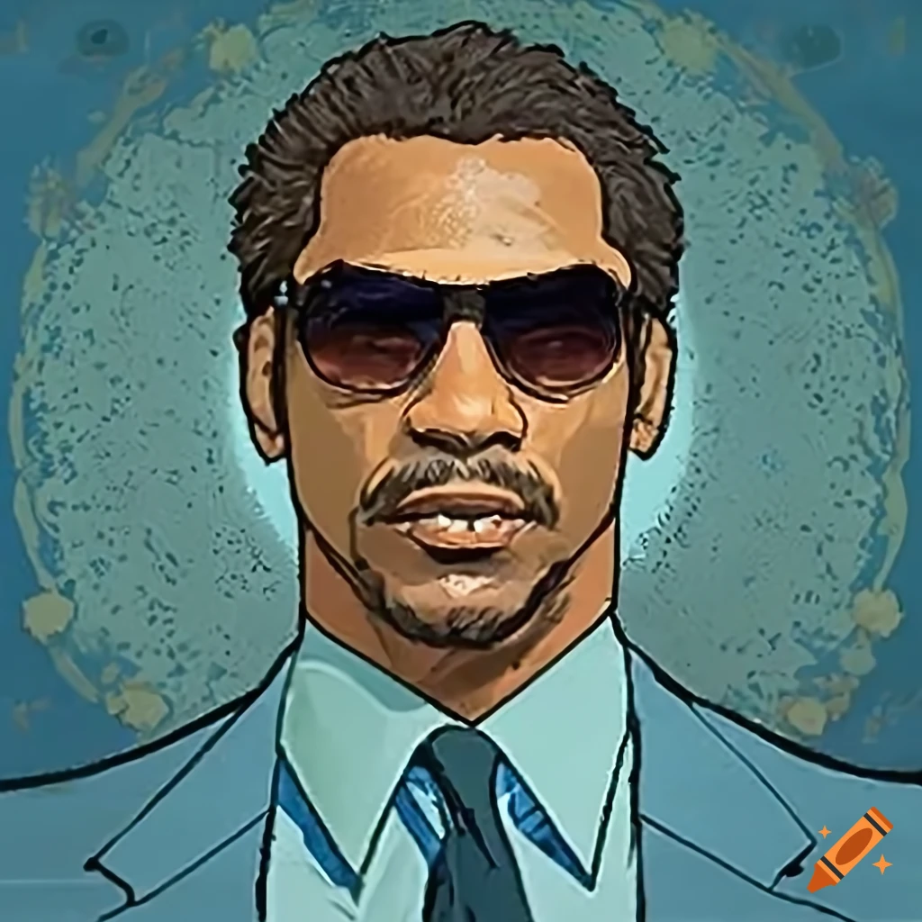 Art nouveau illustration of rico tubbs from miami vice on Craiyon