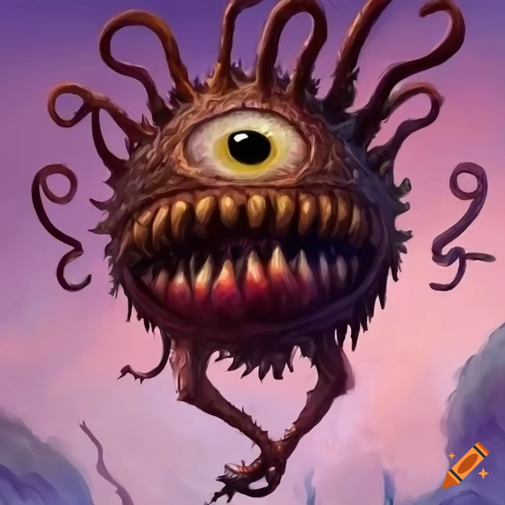 Detailed artwork of a beholder from d&d on Craiyon