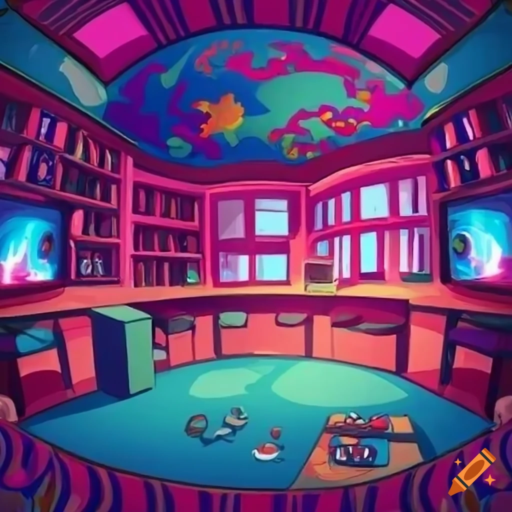 fisheye-view-of-a-cartoon-gamer-room-on-craiyon