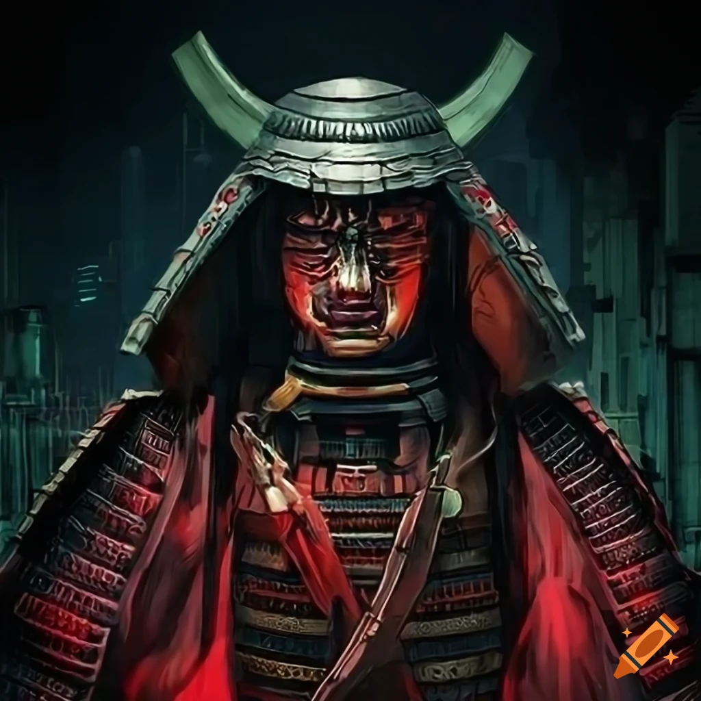 Futuristic cyberpunk samurai art on Craiyon