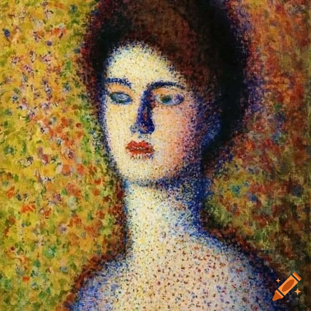 Georges Seurat's pointillism painting of a noble lady
