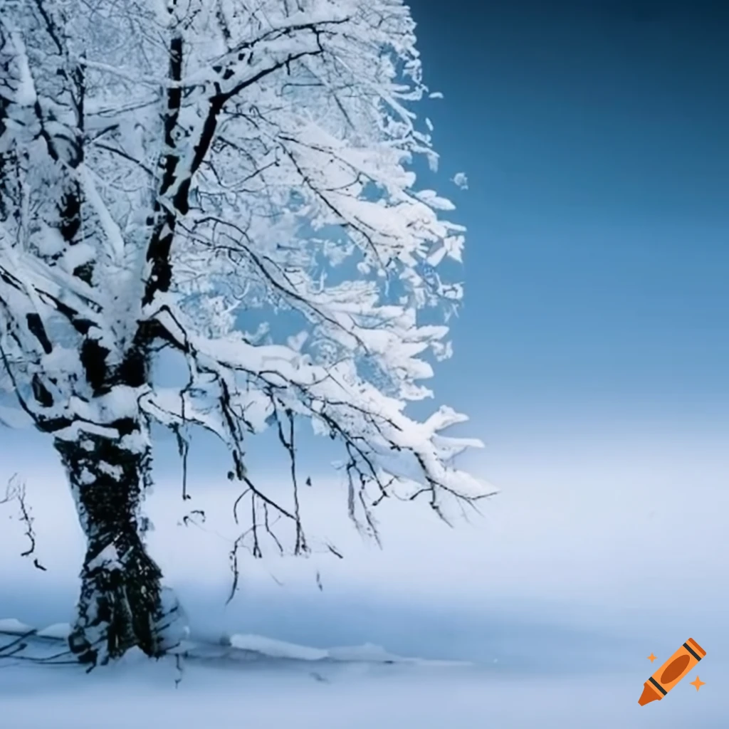 photo of a snow-covered tree