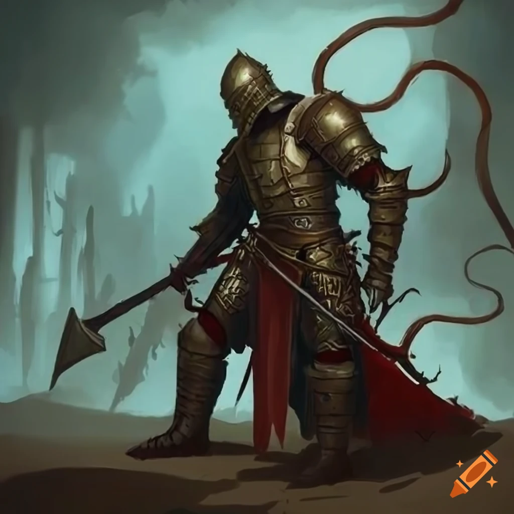 d&d art of evil guards with tentacled helmets in the desert