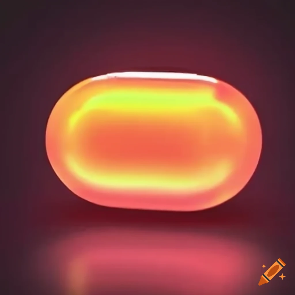 glowing red and white pill
