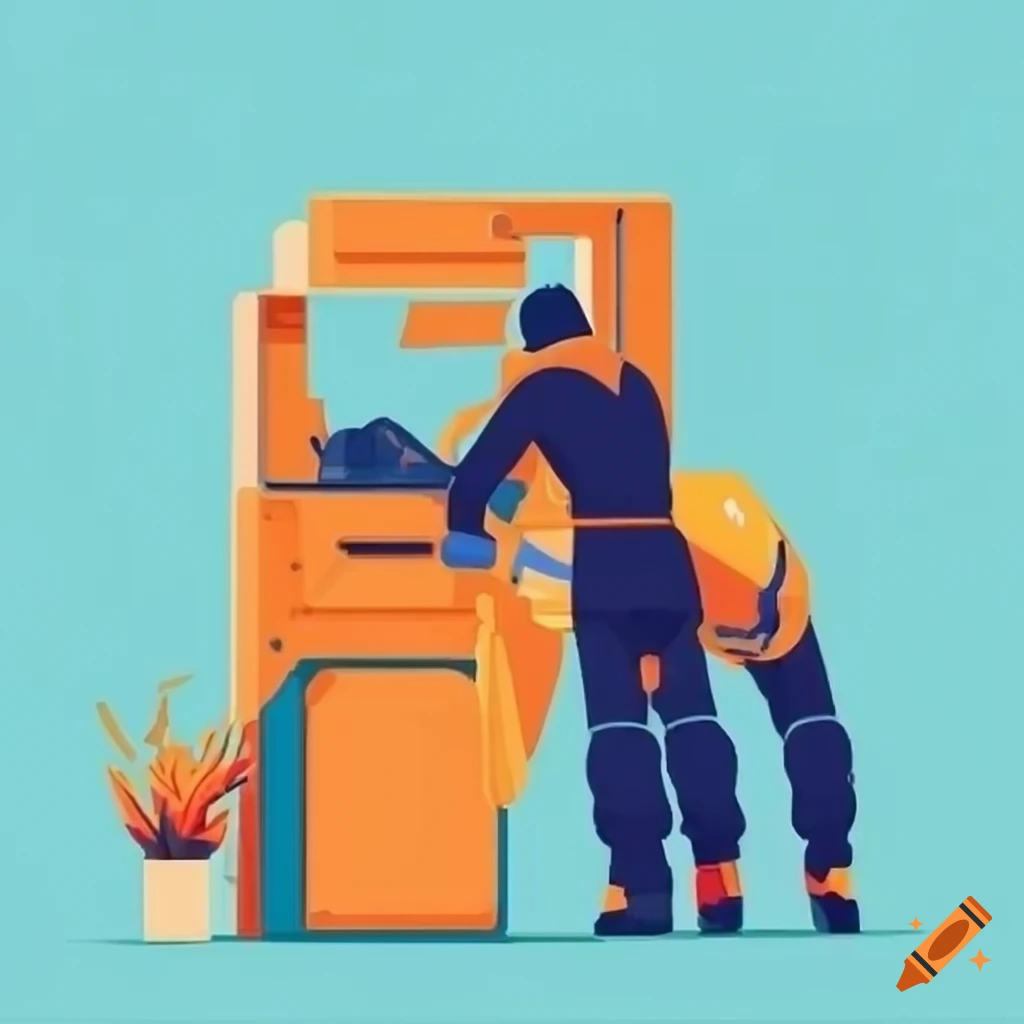 vector illustration of a confident handyman repairing an appliance