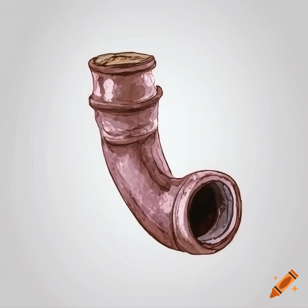 watercolor hand drawn illustration of a cast iron pipe