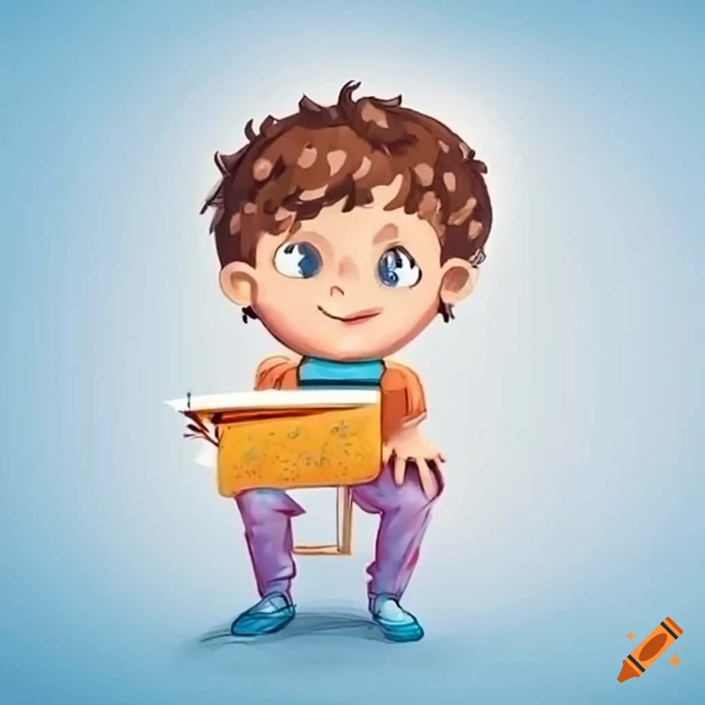 sketch of a little kid learning to write